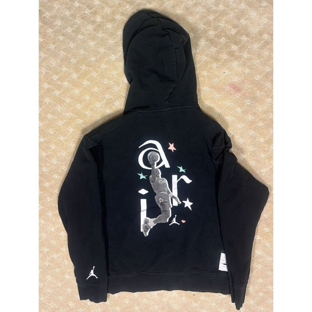 Air Jordan Men's M Hoodie Black Pullover Upside Down Jumpman Graphic Faded